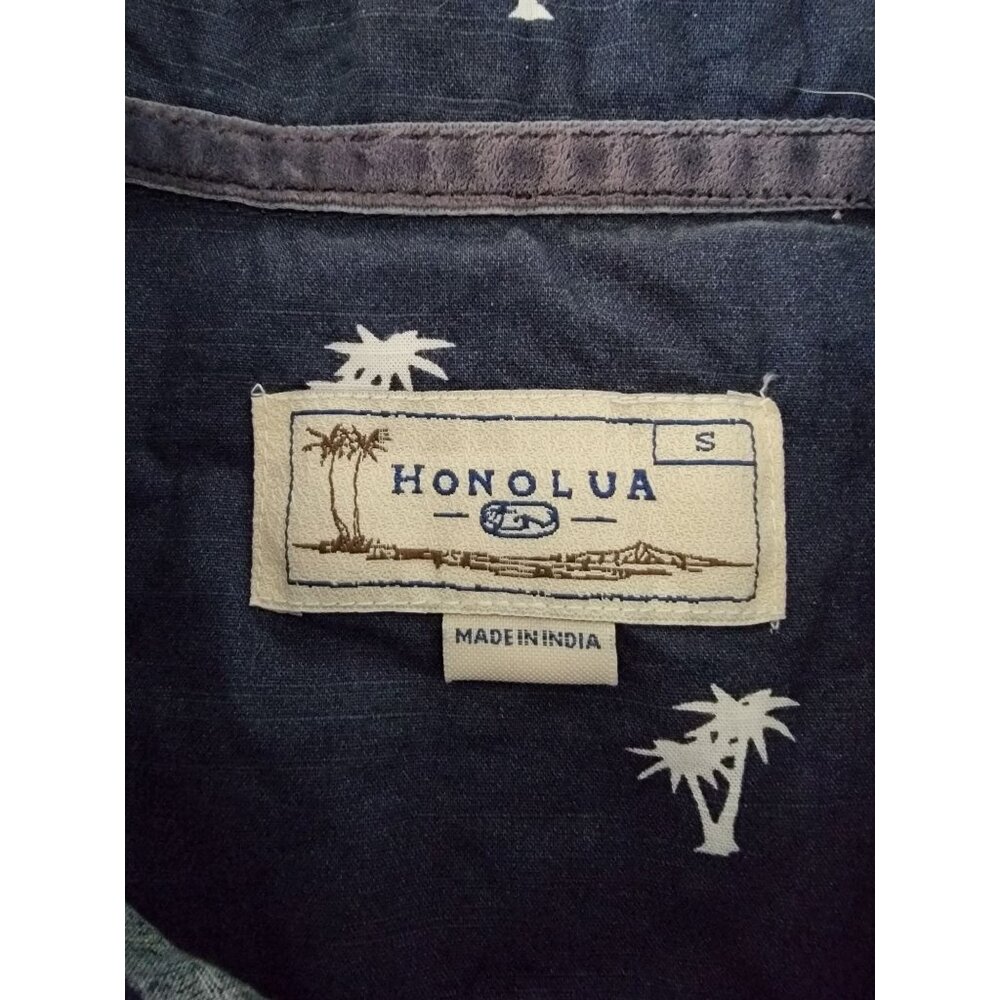 VTG Honolua Mens Navy Palm Tree Print Short Sleeve Button-Up Shirt S 100% Cotton - Picture 4 of 6